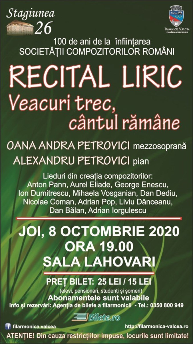 bilete Recital Liric - Veacuri trec, cantul ramane