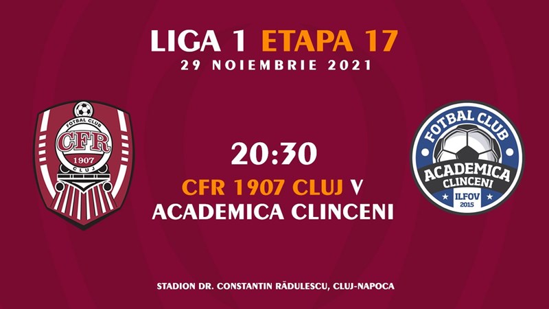 bilete CFR Cluj - Academica Clinceni - CASA Liga 1