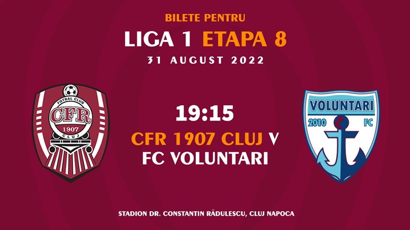 bilete CFR Cluj - FC Voluntari - SUPERLIGA