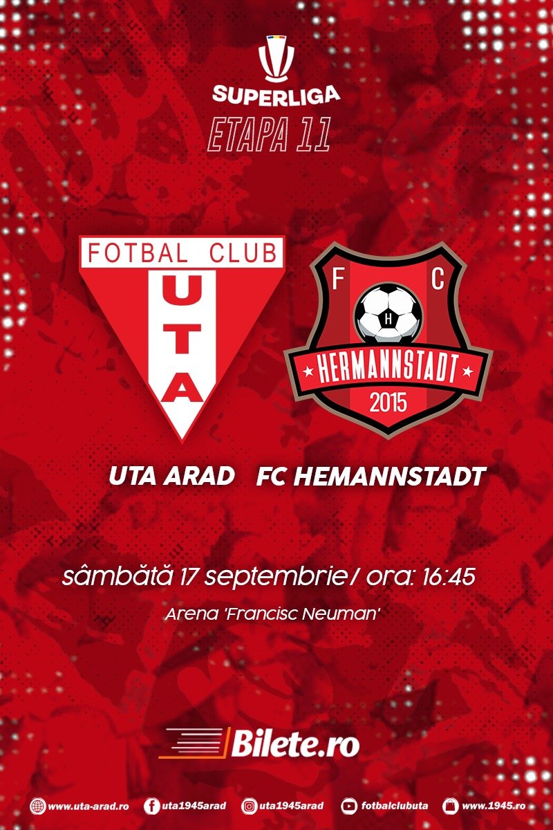 FC Hermannstadt - UTA Arad 2-1, Gazdele au întors soarta meciului și au  beneficiat de toate punctele