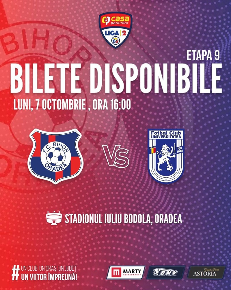 bilete FC Bihor Oradea - FCU 1948 Craiova