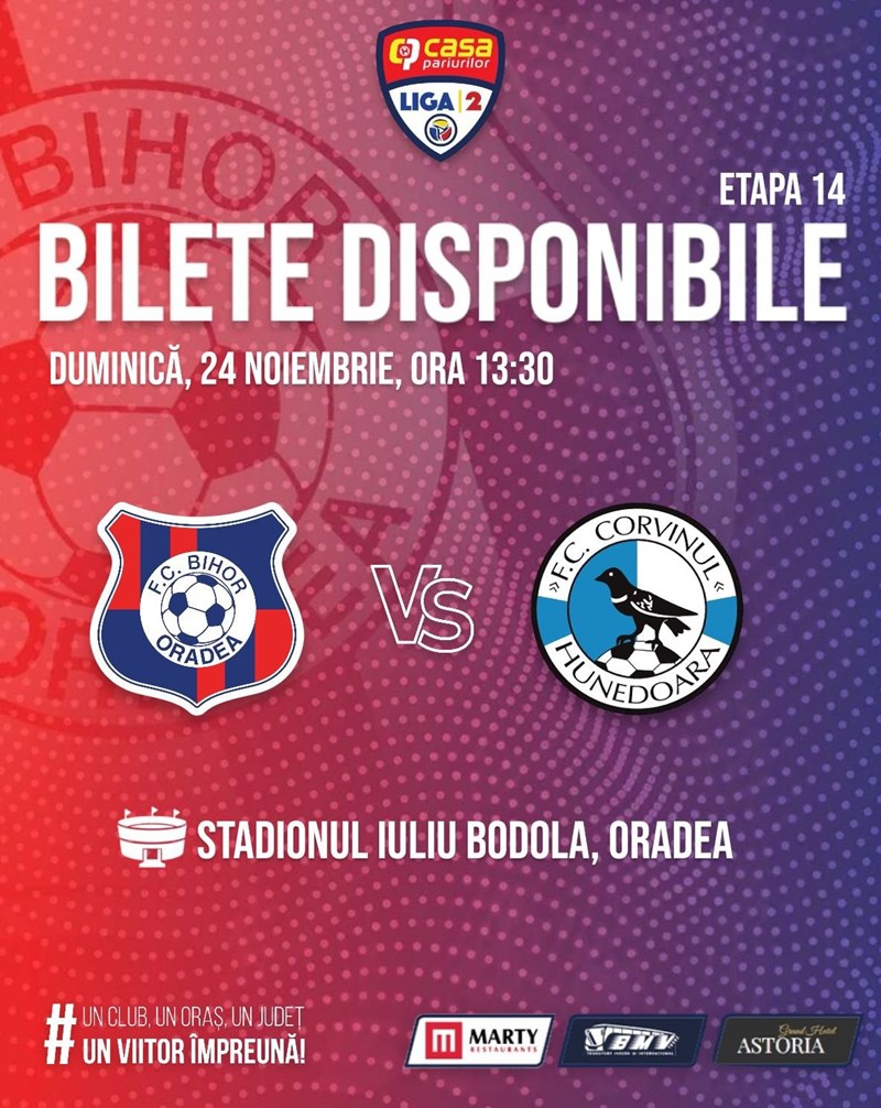 bilete FC Bihor Oradea - FC Corvinul Hunedoara